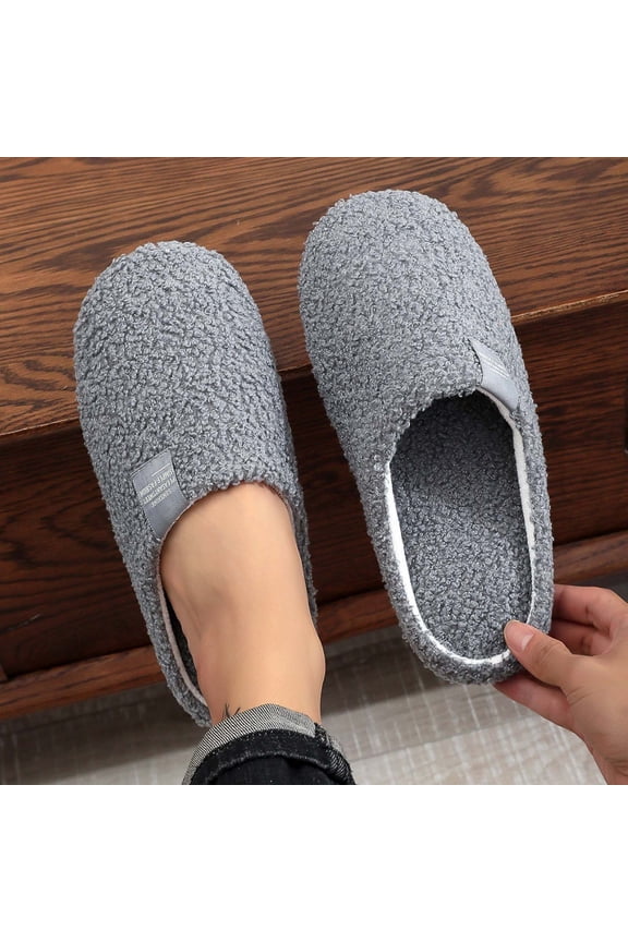 Women'S Slipper Solid Color Indoor Outdoor House Slipper Fuzzy Fluffy House Shoes Slip On Comfort Footwear Cute Flat Slides Grey US: 8.5
