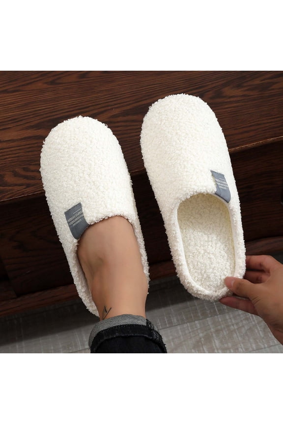 Women'S Slipper Solid Color Indoor Outdoor House Slipper Fuzzy Fluffy House Shoes Slip On Comfort Footwear Cute Flat Slides White US: 9.5