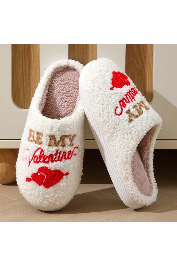 Women'S Slipper Valentine Heart Cake Indoor Outdoor House Slipper Fuzzy Fluffy House Shoes Slip On Comfort Footwear Funny Flat Slides White US: 10