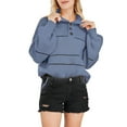 thumbnail image 1 of Women'S Slouchy Waffle Knit Sweater 1/2 Button Collared Pullover Striped Sweater Tops Blue XXL, 1 of 8