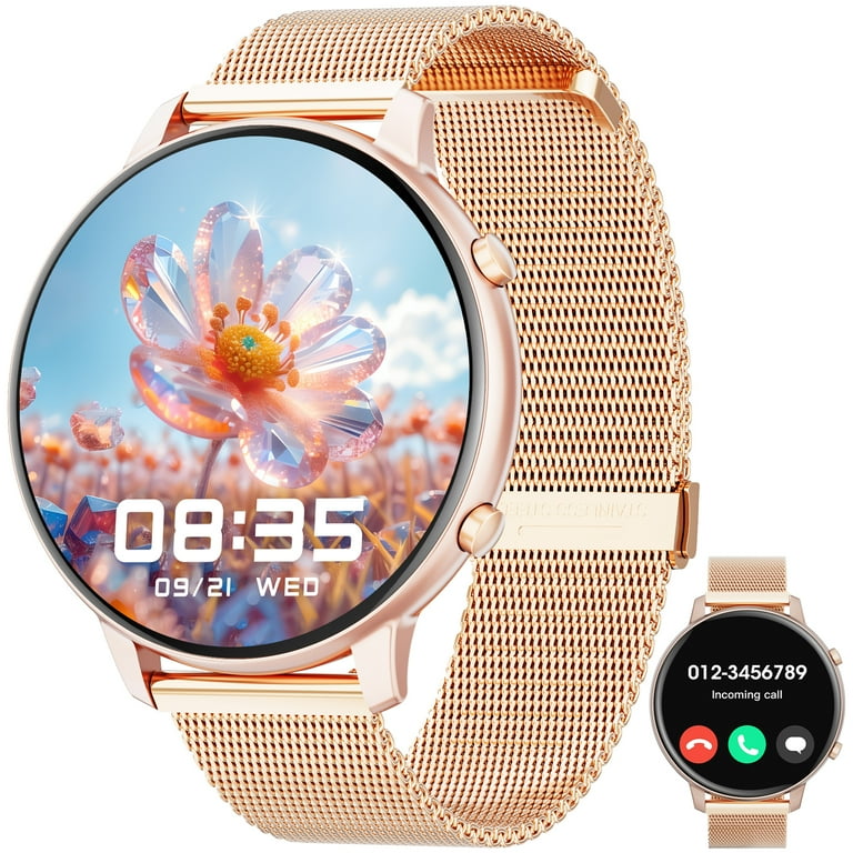 2024 Women s Smart Watch Gold Fitness Tracker Call Info Reminder Android iOS Compatible IP67 Walmart