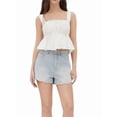 thumbnail image 1 of Women'S Smocked Peplum Square Neck Ruffle Sleeveless Tank Top Shirt White M, 1 of 8
