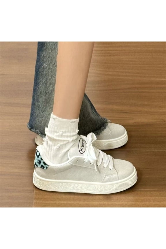 Women'S Sneakers 2026 New Retro Korean Version Niche Versatile Casual Fashion Comfortable Student Loafers | Solid Color, faux leather Upper, Mesh Inner, faux leather Insole, Rubber Sole