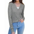 thumbnail image 1 of Women'S Soft Cropped Cardigan Casual Shawl Sweater Top Light Gray XS, 1 of 6