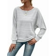 thumbnail image 1 of Women'S Soft Long Sleeve Blouses Crewneck Pullover Tops Casual Batwing Knitted Oversized Outfits 2025 Light Gray XL, 1 of 7