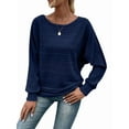 thumbnail image 1 of Women'S Soft Long Sleeve Blouses Crewneck Pullover Tops Casual Batwing Knitted Oversized Outfits 2025 Navy Blue S, 1 of 7