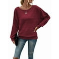thumbnail image 1 of Women'S Soft Long Sleeve Blouses Crewneck Pullover Tops Casual Batwing Knitted Oversized Outfits 2025, 1 of 9