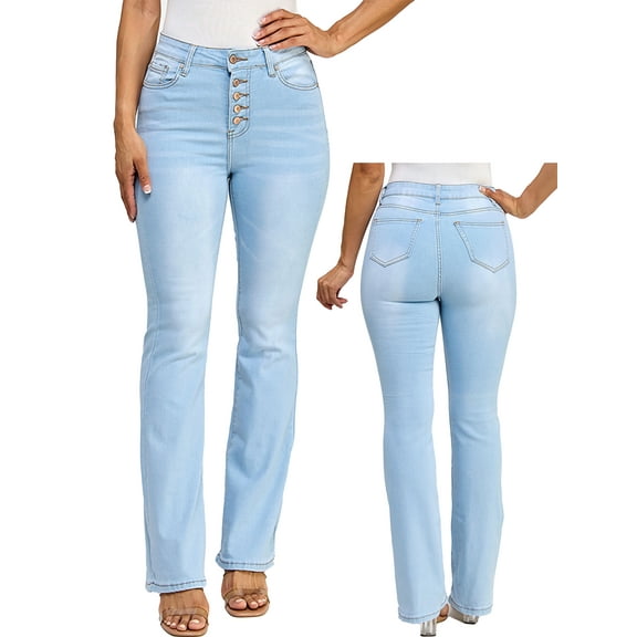 Women'S Soft Slim Micro-Flare Jeans, Five Buttons Design, Lifting The Buttocks And Tightening The Body, With Elastic Washed Micro-Flare Jeans
