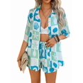 thumbnail image 1 of Women'S Soft Summer Floral Tropical Print V Neck Tee Short Sleeve Button Top Shorts 2 Piece Sets Checkerboard L, 1 of 8