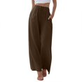 thumbnail image 1 of Women'S Solid Color Casual Fashion Cotton And Linen Drawstring Slacks For Women, 1 of 4