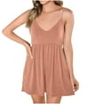 thumbnail image 1 of Women'S Solid Color Casual Pocket Suspender Romper Shorts Orange qILAKOG Size XXXL, 1 of 7