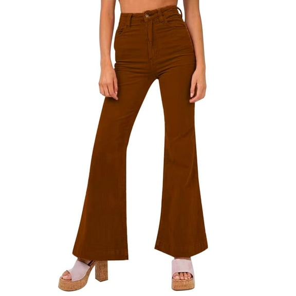 Women'S Solid Color Corduroy Flare Pants Wide Leg Pants Street Solid Color Casual Pants