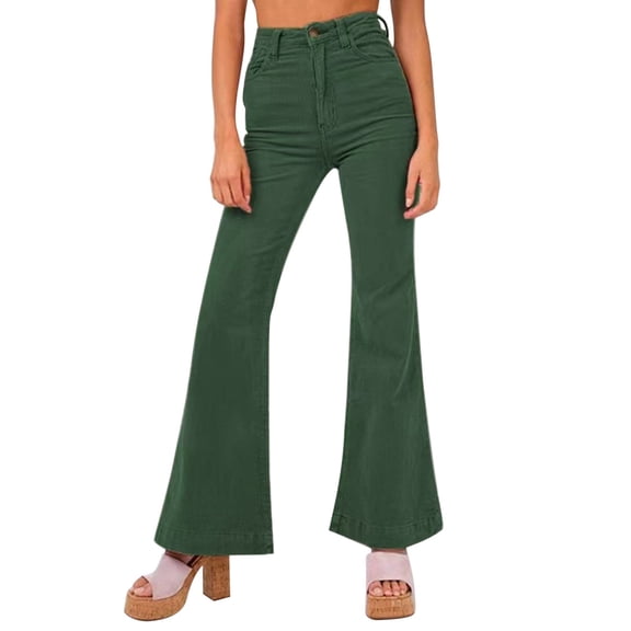 Women'S Solid Color Corduroy Flare Pants Wide Leg Pants Street Solid Color Casual Pants