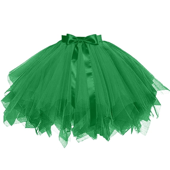Women'S Solid Color Tulle Tutu Skirt, 50s Vintage Ballet Bubble Dance Skirt With Drawstring Waistband For Cos, Halloween, Carnival & Party