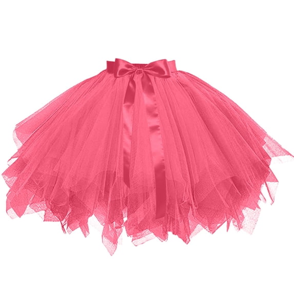 Women'S Solid Color Tulle Tutu Skirt, 50s Vintage Ballet Bubble Dance Skirt With Drawstring Waistband For Cos, Halloween, Carnival & Party