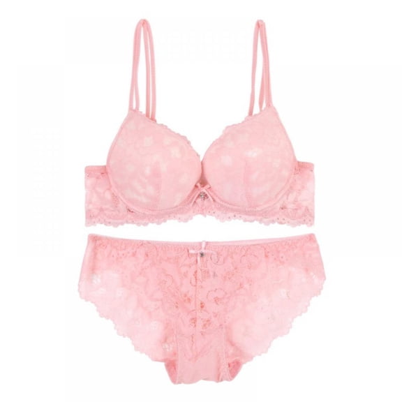 Women'S Solid Lace Push Up Bra Set