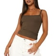 thumbnail image 1 of Women'S Spaghetti Strap Top Basic Sleeveless Crop Tank Top Coffee M, 1 of 8