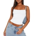 thumbnail image 1 of Women'S Spaghetti Strap Top Basic Sleeveless Crop Tank Top White S, 1 of 8