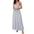 thumbnail image 1 of Women'S Spaghetti Strap V Neck Lace Up Bodycon Solid Nightclub Party Casual Dress Blue XL, 1 of 9