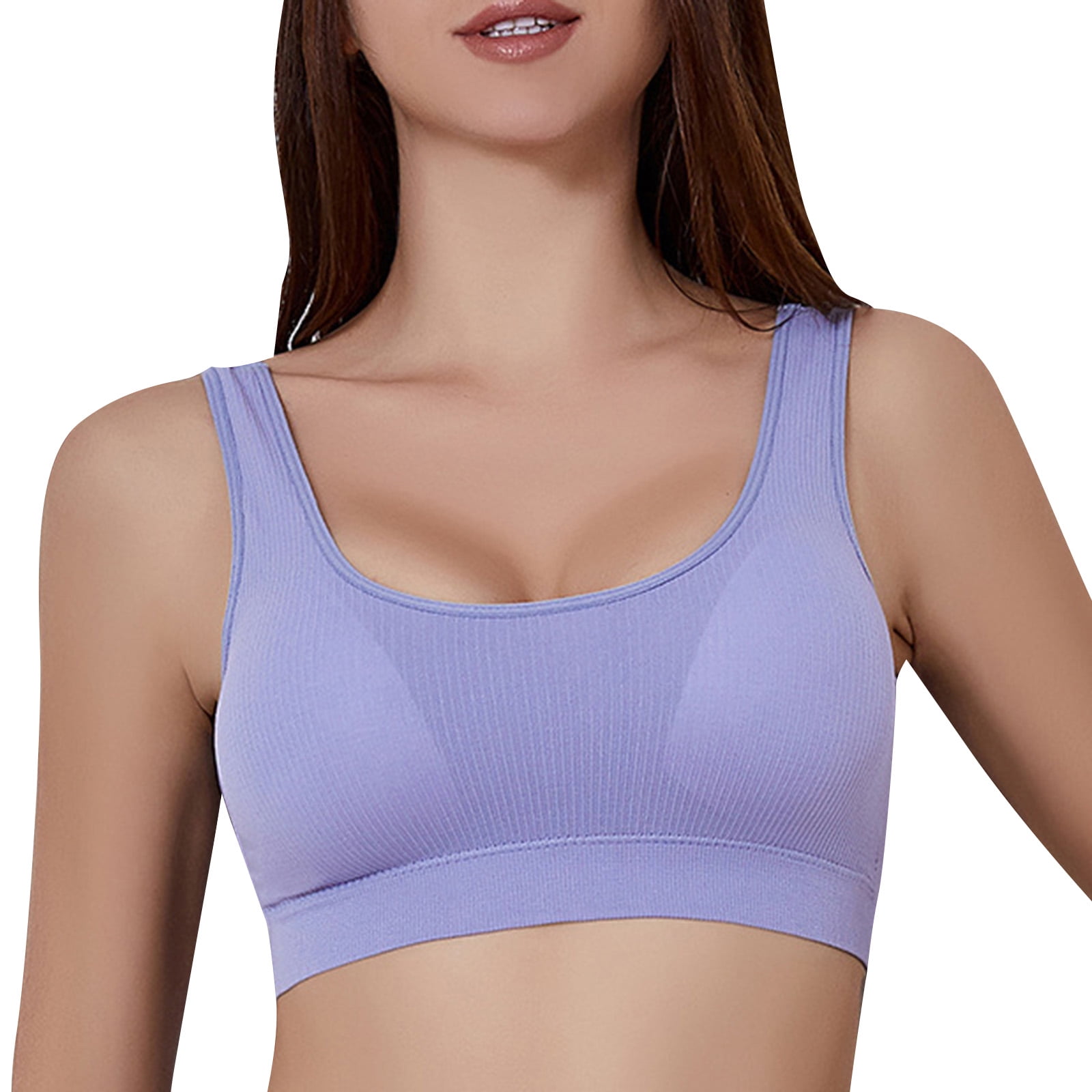 Women'S Sports Bras Strappy Padded Scoop Neck Medium Support Workout Tops  Yoga Bra 
