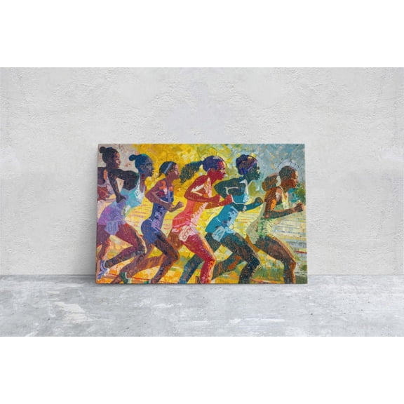 Women S Sports Track And Field Pointillism Wall Art Unframed Paper Print