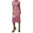 thumbnail image 1 of Women'S Spring Ribbed Maxi Dress Summer V Neck Button Short Sleeve Slim Fit Bodycon Knit Sweater Dresses Pink One size, 1 of 7