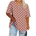 thumbnail image 1 of Women'S Spring Tops 2025 Womens White Tops, Women's Polka Dots Blouse Ladies Loose Fit Tunic Tee V Neck Short Sleeve Summer Tops Plus Size Comfy Shirts, 1 of 5