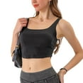 thumbnail image 1 of Women'S Square Neck Sleeveless Corset Denim Top Asymmetrical Hem High Elasticity Crop Tank Top Black XXL, 1 of 6