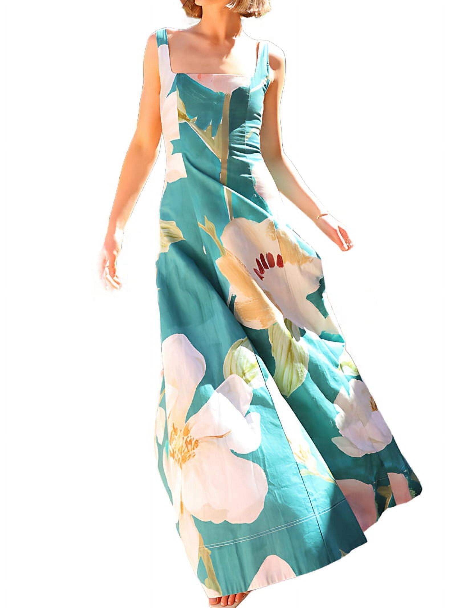 Alouette Floral Maxi Dress with Square Neckline - Effortless Spring Elegance main image 0