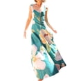 thumbnail image 1 of Women'S Square Neck Sleeveless Floral Flowy Long Dress A Line Maxi Dress Green XXL, 1 of 8