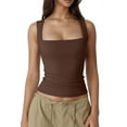 thumbnail image 1 of Women'S Square Neck Sleeveless Tank Tops Coffee L, 1 of 7