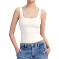thumbnail image 1 of Women'S Square Neck Tank Top Sleeveless Double Lined Basic Tops White XS, 1 of 5