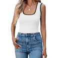 thumbnail image 1 of Women'S Square Neck Tank Tops Summer Sleeveless Shirts Casual Slim Fitted Color Block Ribbed Tanks White S, 1 of 9