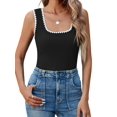thumbnail image 1 of Women'S Square Neck Tank Tops Summer Sleeveless Shirts Casual Slim Fitted Color Block Ribbed Tanks, 1 of 9