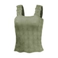 thumbnail image 1 of Women'S Square Neck Wide Strap Crop Tank Tops Flower Going Out Tops Slim Fit Lettuce Trim Crop Tops Green M, 1 of 5