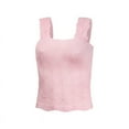 thumbnail image 1 of Women'S Square Neck Wide Strap Crop Tank Tops Flower Going Out Tops Slim Fit Lettuce Trim Crop Tops Pink M, 1 of 6