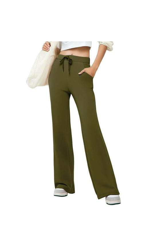 Women'S Straight Leg Long Solid Color Hip Lift Fitness High Waist Elastic Exercise Yoga Pants