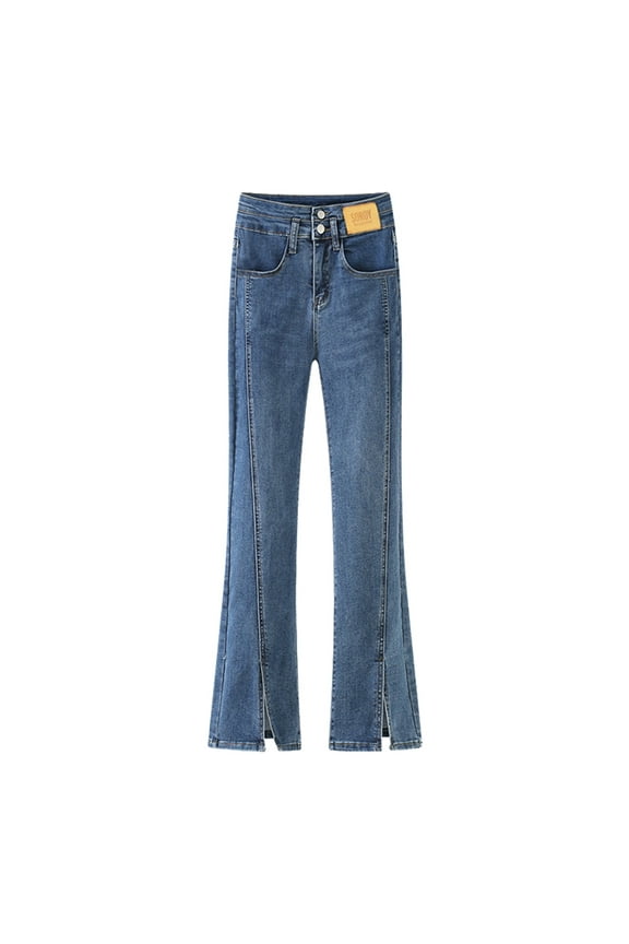 Women'S Straight Leg Slit Stretch High Rise Flared Trousers Solid Color Button Pocket Trousers Jean Pants for Women High Waist Pants Size 12 Mod Mom Long Stilt Pants Cargo Jean Pants for Women Jean