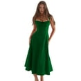thumbnail image 1 of Women'S Strapless High Split Long Maxi Dress Ruched Suspender Sleeveless Bodycon Party Cocktail Dresses Green XL, 1 of 7