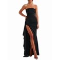 thumbnail image 1 of Women'S Strapless Tube Dress Backless Ruched Split Bodycon Cocktail Maxi Dresses Black L, 1 of 8
