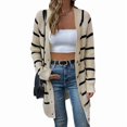 thumbnail image 1 of Women'S Stripe Button Long Cardigan Sweater Casual Fall Knit Sweater Apricot S, 1 of 10