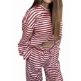 thumbnail image 1 of Women'S Striped 2 Piece Lounge Set Casual Long Sleeve T-Shirt Drawstring Wide Leg Pants Matching Outfits Set Red XXL, 1 of 9