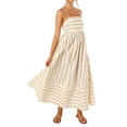 thumbnail image 1 of Gdvsclr Women'S Striped Back Smocked Maxi Dress Spaghetti Strap Cut Out Flowy Swing Long Dress  S, 1 of 9