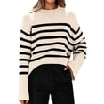thumbnail image 1 of Women'S Striped Knit Oversized Fall Sweaters 2025 Trendy Clothes Crewneck Winter Pullover Sweater Side Split  XL, 1 of 5