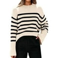 thumbnail image 1 of Women'S Striped Knit Oversized Fall Sweaters 2025 Trendy Clothes Crewneck Winter Pullover Sweater Side Split  XXL, 1 of 5
