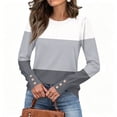 thumbnail image 1 of Women'S Striped Long Sleeve Crew Neck Sweatshirt Pullover Top Loose Fit Casual Fall Going-Out Lounge Outfits, 1 of 5