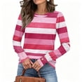 thumbnail image 1 of Women'S Striped Long Sleeve Crew Neck Sweatshirt Pullover Top Loose Fit Casual Fall Going-Out Lounge Outfits, 1 of 5