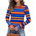 thumbnail image 1 of Women'S Striped Long Sleeve Crew Neck Sweatshirt Pullover Top Loose Fit Casual Fall Going-Out Lounge Outfits, 1 of 5