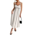 thumbnail image 1 of Women'S Striped Maxi Dress Spaghetti Strap Cut Out Flowy Long Dress Apricot XL, 1 of 6