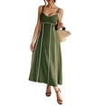 thumbnail image 1 of Women'S Striped Maxi Dress Spaghetti Strap Cut Out Flowy Long Dress Green S, 1 of 7